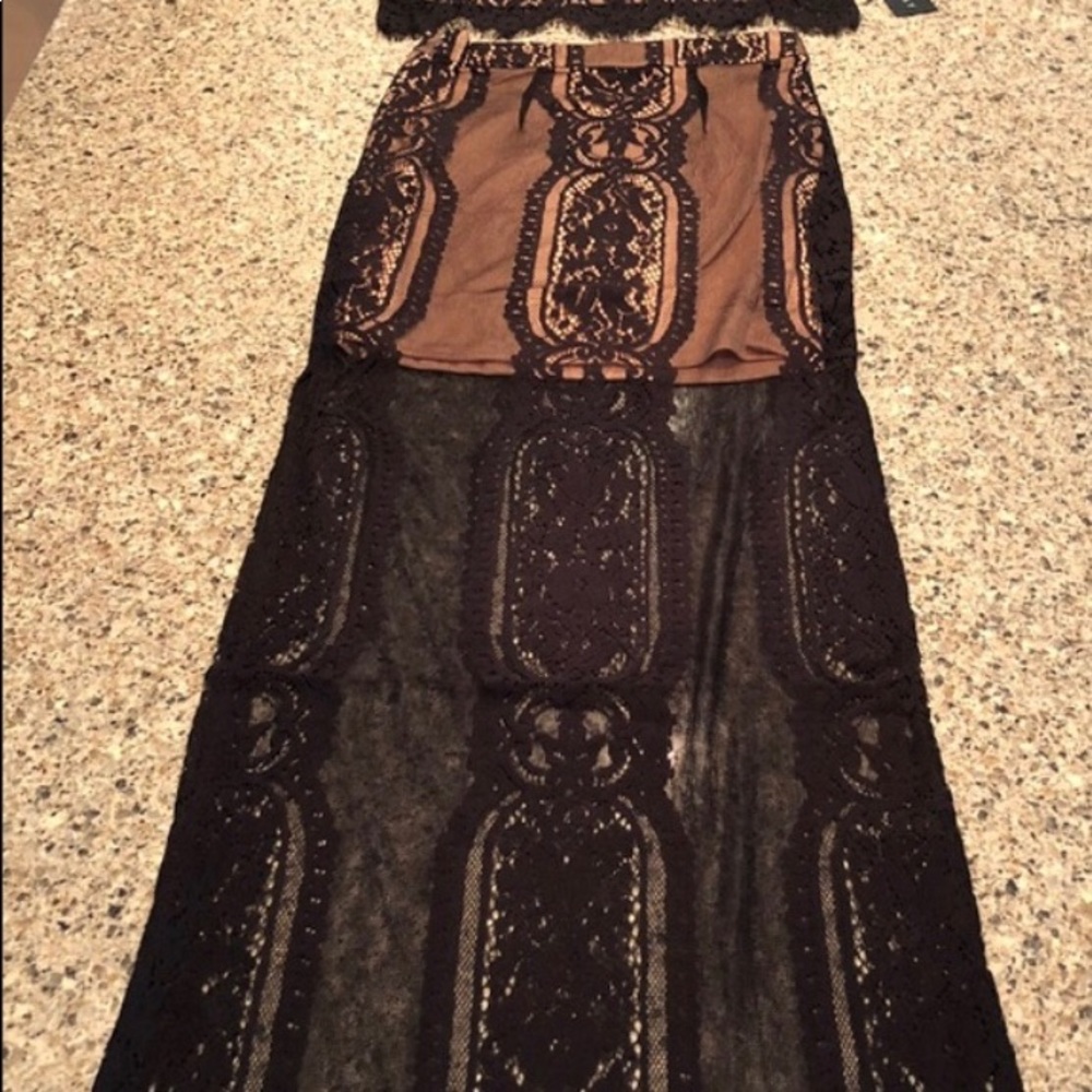 Sexy lace crop top high waist dress - Picture 3 of 3